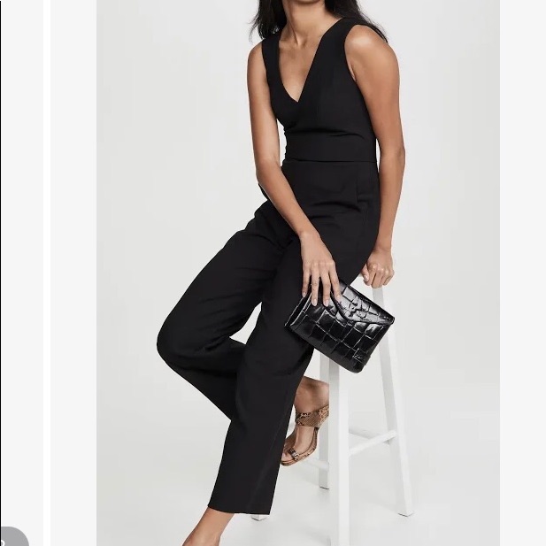 Club Monaco Black Sleeveless Cropped Wide Leg Jumpsuit With Back Tie